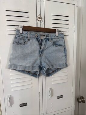 PacSun Light Blue High-Rise Denim Roll-Cuff Shorts